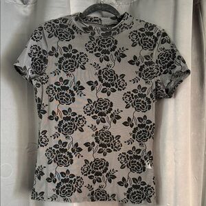 Sheer Floral Black T-Shirt